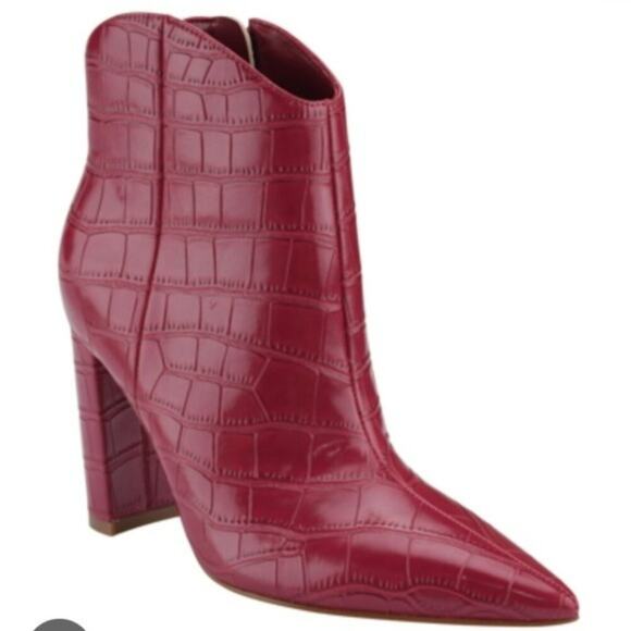 Marc Fisher Shoes - Marc Fisher Lezari Heeled Western Bootie Red Croco 8